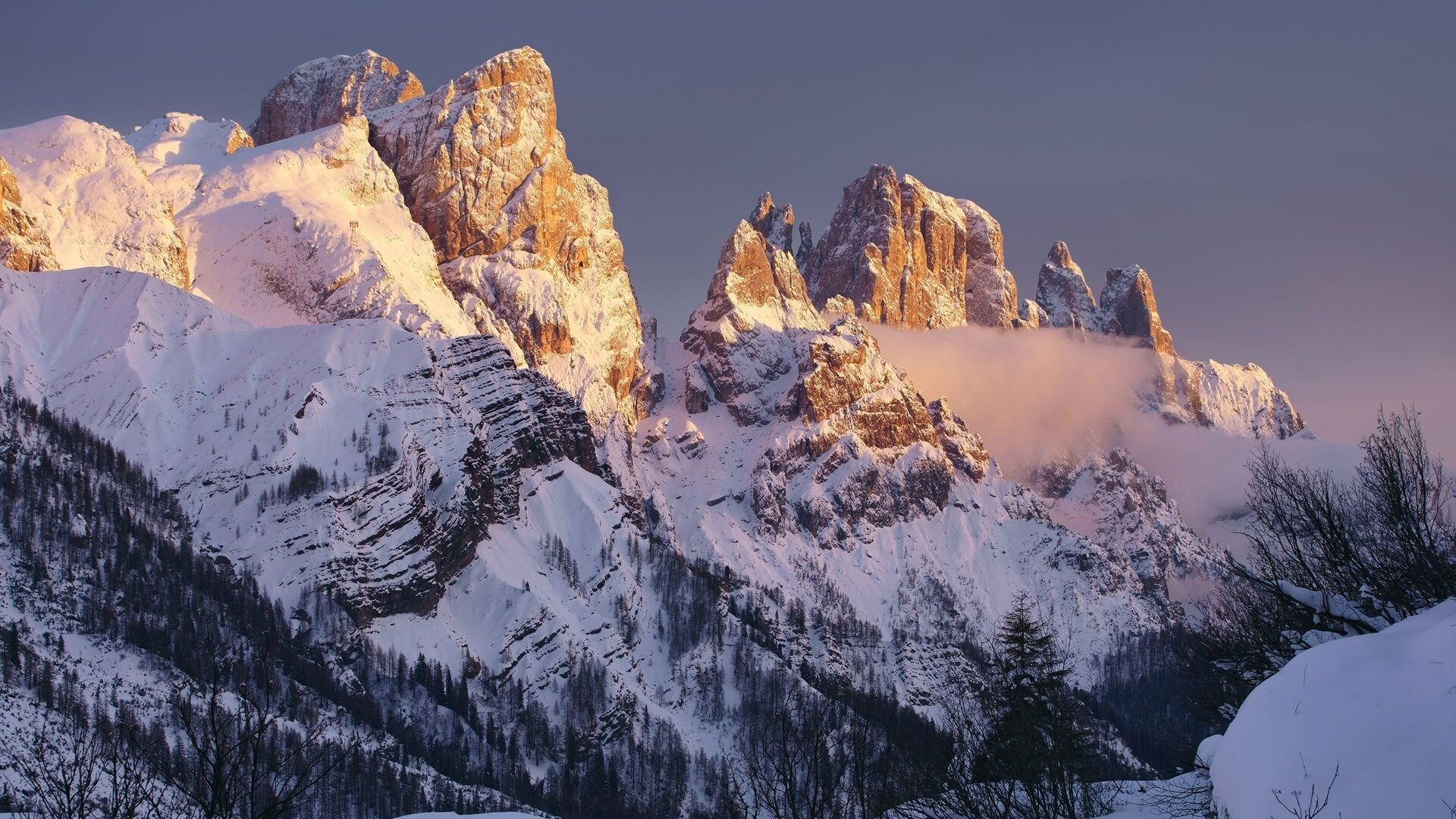 Enrosadira sulle Pale di San Martino