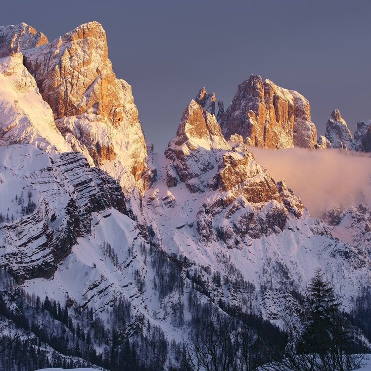 Enrosadira sulle Pale di San Martino