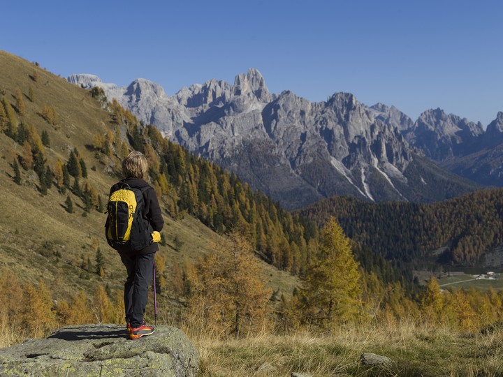 Una mattina d'autunno tra i boschi a tu per tu con le crode tanto care a Buzzati
